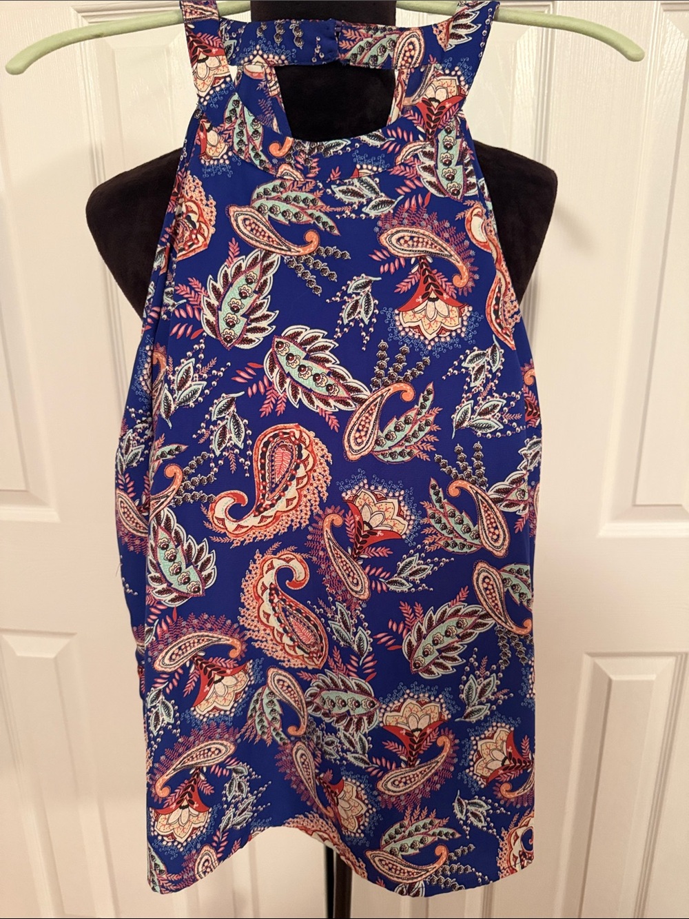 Skies Are Blue Royal Blue Paisley Halter Neck Tank